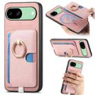 For Google Pixel 7a Retro Cross Leather Ring Side Insert Card Bag MagSafe Phone Case(Pink) - 1