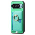 For Google Pixel 7a Retro Cross Leather Ring Side Insert Card Bag MagSafe Phone Case(Green) - 2