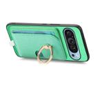 For Google Pixel 7a Retro Cross Leather Ring Side Insert Card Bag MagSafe Phone Case(Green) - 3