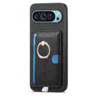 For Google Pixel 7a Retro Cross Leather Ring Side Insert Card Bag MagSafe Phone Case(Black) - 2