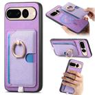 For Google Pixel 7 Pro Retro Cross Leather Ring Side Insert Card Bag MagSafe Phone Case(Purple) - 1