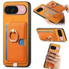 For Google Pixel 9 / 9 Pro Retro Cross Leather Ring Side Insert Card Bag MagSafe Phone Case(Yellow) - 1