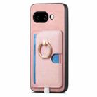 For Google Pixel 9a Retro Cross Leather Ring Side Insert Card Bag MagSafe Phone Case(Pink) - 2