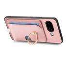 For Google Pixel 9a Retro Cross Leather Ring Side Insert Card Bag MagSafe Phone Case(Pink) - 3