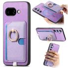 For Google Pixel 9a Retro Cross Leather Ring Side Insert Card Bag MagSafe Phone Case(Purple) - 1