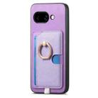 For Google Pixel 9a Retro Cross Leather Ring Side Insert Card Bag MagSafe Phone Case(Purple) - 2