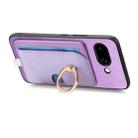 For Google Pixel 9a Retro Cross Leather Ring Side Insert Card Bag MagSafe Phone Case(Purple) - 3