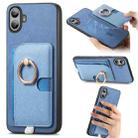For Nothing CMF Phone 1 Retro Cross Leather Ring Side Insert Card Bag MagSafe Phone Case(Blue) - 1