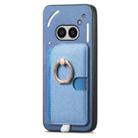 For Nothing CMF Phone 1 Retro Cross Leather Ring Side Insert Card Bag MagSafe Phone Case(Blue) - 2