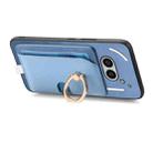 For Nothing CMF Phone 1 Retro Cross Leather Ring Side Insert Card Bag MagSafe Phone Case(Blue) - 3
