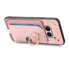 For Nothing CMF Phone 1 Retro Cross Leather Ring Side Insert Card Bag MagSafe Phone Case(Pink) - 3