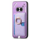 For Nothing CMF Phone 1 Retro Cross Leather Ring Side Insert Card Bag MagSafe Phone Case(Purple) - 2