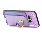 For Nothing CMF Phone 1 Retro Cross Leather Ring Side Insert Card Bag MagSafe Phone Case(Purple) - 3