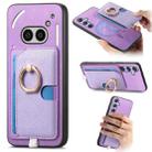 For Nothing Phone 2a Retro Cross Leather Ring Side Insert Card Bag MagSafe Phone Case(Purple) - 1