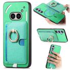 For Nothing Phone 2a Retro Cross Leather Ring Side Insert Card Bag MagSafe Phone Case(Green) - 1