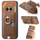 For Nothing Phone 2a Retro Cross Leather Ring Side Insert Card Bag MagSafe Phone Case(Brown) - 1