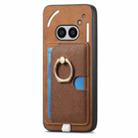 For Nothing Phone 2a Retro Cross Leather Ring Side Insert Card Bag MagSafe Phone Case(Brown) - 2
