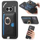 For Nothing Phone 2a Retro Cross Leather Ring Side Insert Card Bag MagSafe Phone Case(Black) - 1