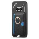 For Nothing Phone 2a Retro Cross Leather Ring Side Insert Card Bag MagSafe Phone Case(Black) - 2