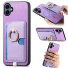 For Samsung Galaxy A06 Retro Cross Leather Ring Side Insert Card Bag MagSafe Phone Case(Purple) - 1