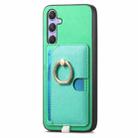 For Samsung Galaxy S24 FE 5G Retro Cross Leather Ring Side Insert Card Bag MagSafe Phone Case(Green) - 2