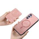 For Samsung Galaxy S24 Ultra 5G Retro Cross Leather Ring Side Insert Card Bag MagSafe Phone Case(Pink) - 3