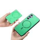 For Samsung Galaxy S24 Ultra 5G Retro Cross Leather Ring Side Insert Card Bag MagSafe Phone Case(Green) - 3