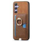 For Samsung Galaxy S24 Ultra 5G Retro Cross Leather Ring Side Insert Card Bag MagSafe Phone Case(Brown) - 2