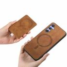 For Samsung Galaxy S24 Ultra 5G Retro Cross Leather Ring Side Insert Card Bag MagSafe Phone Case(Brown) - 3