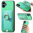 For Samsung Galaxy A05 Retro Cross Leather Ring Side Insert Card Bag MagSafe Phone Case(Green) - 1