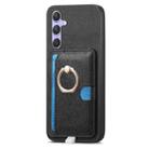 For Samsung Galaxy A25 Retro Cross Leather Ring Side Insert Card Bag MagSafe Phone Case(Black) - 2