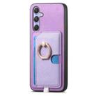 For Samsung Galaxy S23 FE 5G Retro Cross Leather Ring Side Insert Card Bag MagSafe Phone Case(Purple) - 2