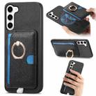 For Samsung Galaxy S23+ 5G Retro Cross Leather Ring Side Insert Card Bag MagSafe Phone Case(Black) - 1