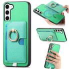 For Samsung Galaxy S23 5G Retro Cross Leather Ring Side Insert Card Bag MagSafe Phone Case(Green) - 1