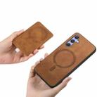 For Samsung Galaxy A14 Retro Cross Leather Ring Side Insert Card Bag MagSafe Phone Case(Brown) - 3