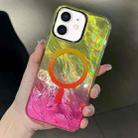 For iPhone 11 Plating Gradient Glacier Texture MagSafe Phone Case(Yellow Pink) - 1