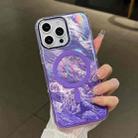 For iPhone 12 Pro Max Plating Gradient Glacier Texture MagSafe Phone Case(Purple) - 1