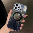 For iPhone 13 Pro Max Plating Gradient Glacier Texture MagSafe Phone Case(Black) - 1
