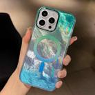 For iPhone 13 Pro Max Plating Gradient Glacier Texture MagSafe Phone Case(Silver Blue) - 1