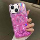 For iPhone 14 Plating Gradient Glacier Texture MagSafe Phone Case(Pink) - 1