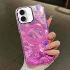 For iPhone 16 Plus Plating Gradient Glacier Texture MagSafe Phone Case(Pink) - 1