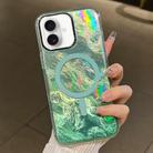 For iPhone 16 Plating Gradient Glacier Texture MagSafe Phone Case(Green) - 1