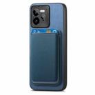 For Realme GT5 5G Retro Magsafe Card Bag PU Back Cover Phone Case(Blue) - 2