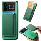 For Realme GT5 5G Retro Magsafe Card Bag PU Back Cover Phone Case(Green) - 1
