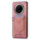 For Huawei Mate 70 Pro Denim Texture Leather Skin Phone Case with Card Slot(Pink) - 1
