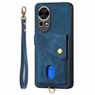 For Huawei nova 13 Retro Card Wallet Fold Leather Phone Case with Strap(Blue) - 2