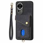 For Huawei nova 13 Pro Retro Card Wallet Fold Leather Phone Case with Strap(Black) - 2