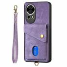 For Huawei nova 13 Pro Retro Card Wallet Fold Leather Phone Case with Strap(Purple) - 2