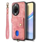 For Huawei nova 14 Retro Card Wallet Fold Leather Phone Case with Strap(Pink) - 2