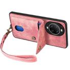 For Huawei nova 14 Pro Retro Card Wallet Fold Leather Phone Case with Strap(Pink) - 3